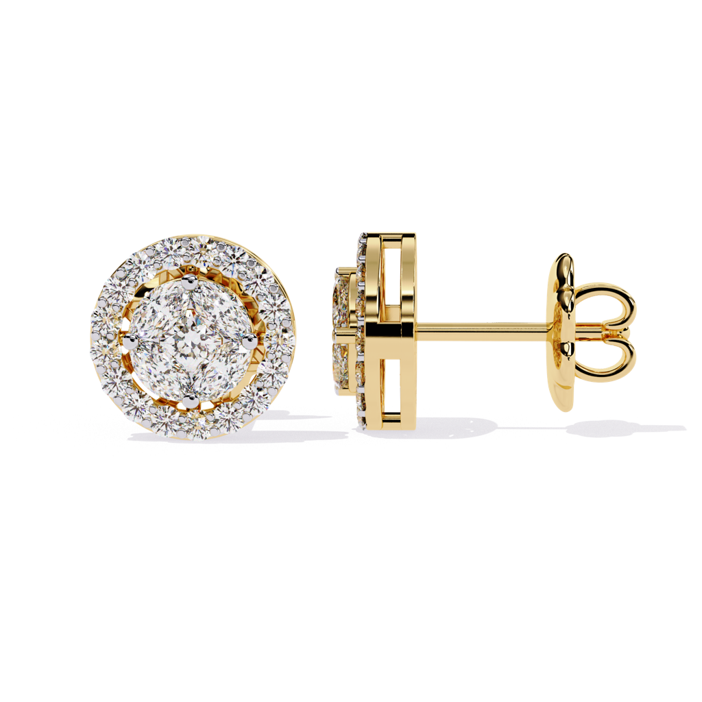 Mira  Round With Halo Lab Grown Diamond Studs : ND-ERNG-14Y-975