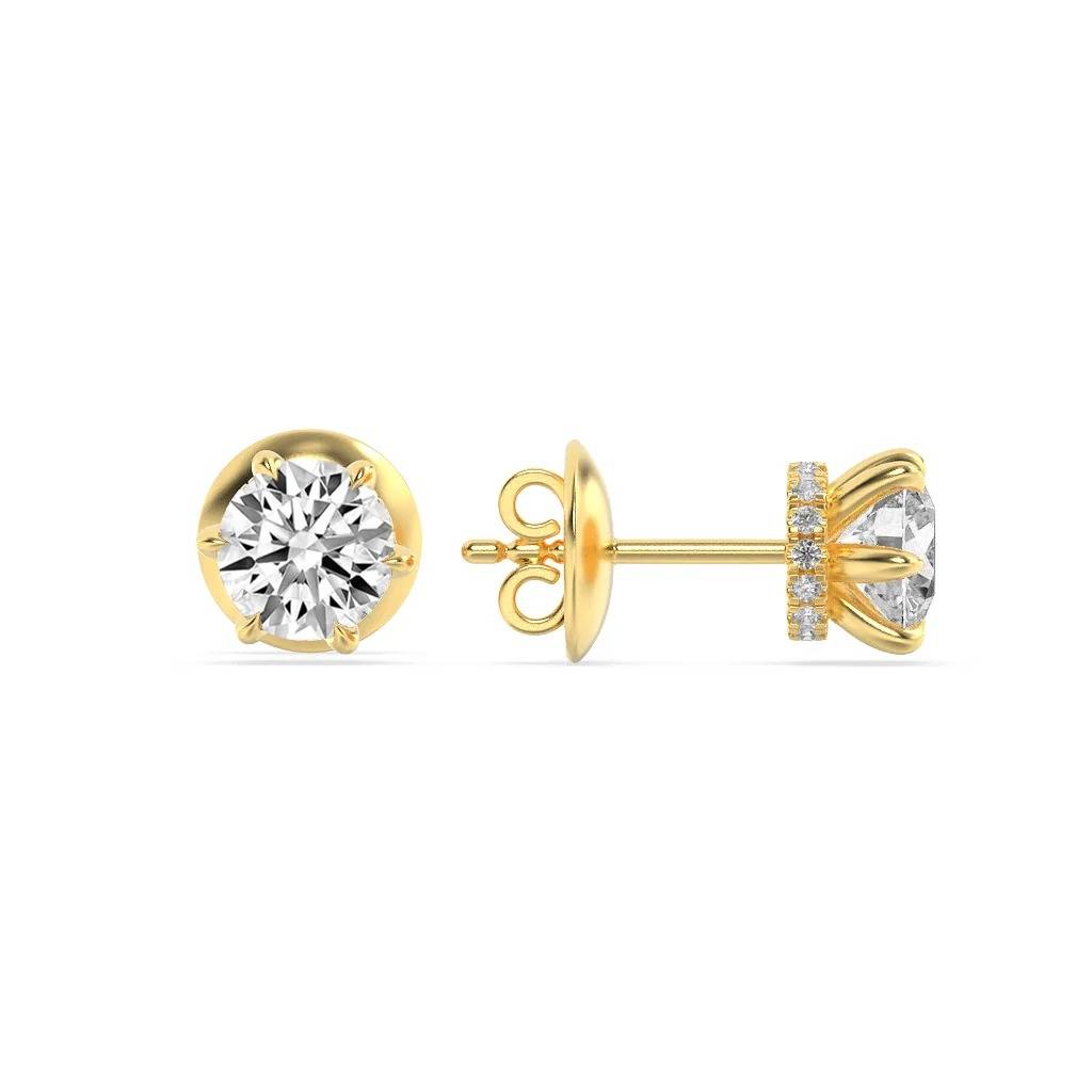 Mirage  Round Stud Earrings With Hidden Halo Lab-Grown Diamond : ND-ERNG-14Y-985