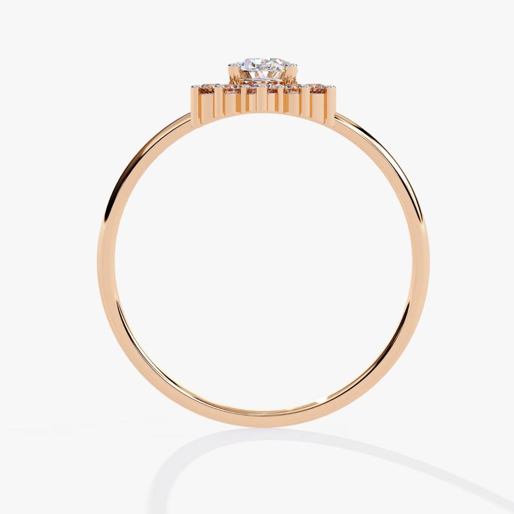 Flora  Classic Oval Solitaire With Round Diamond Ring : ND-RNG-14R-1004-6