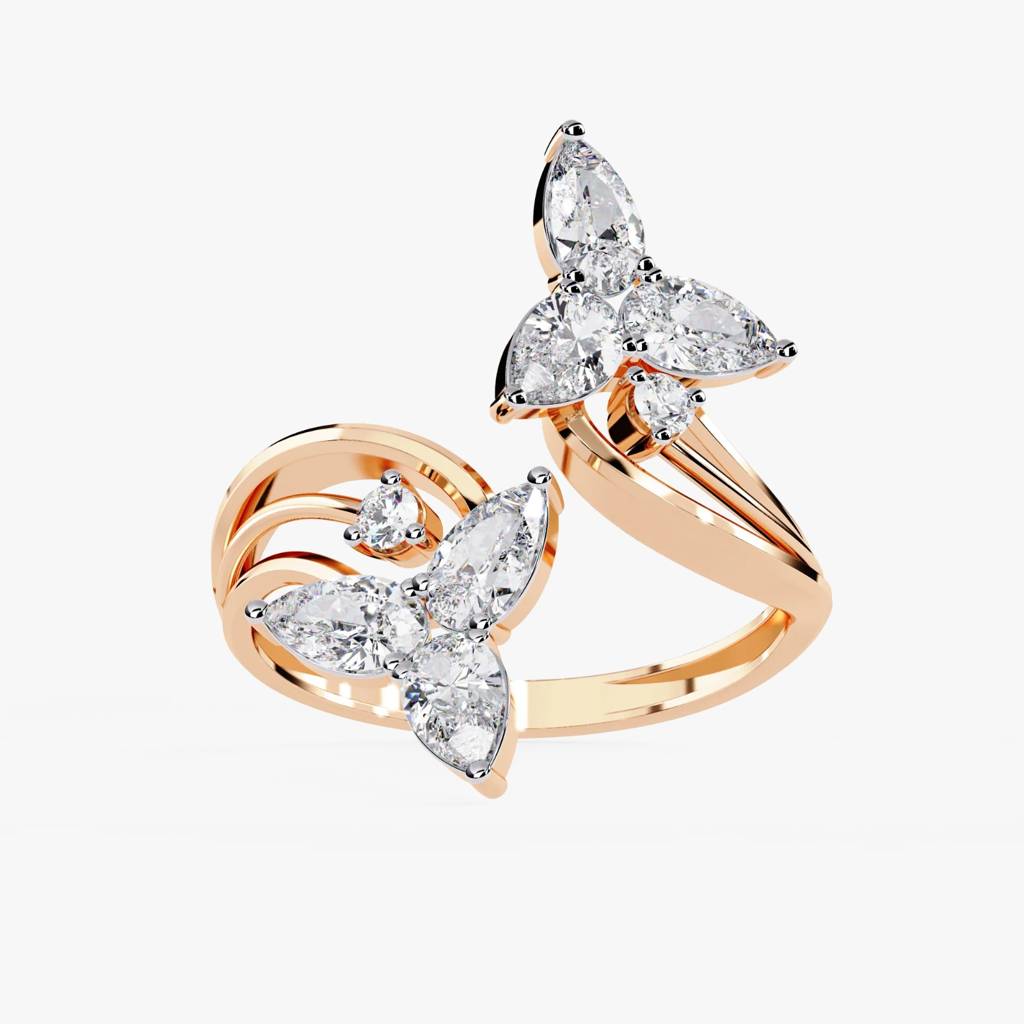 Flora  Pear And Round-Shaped Lab Grown Diamond Ring : ND-RNG-14R-1016-6