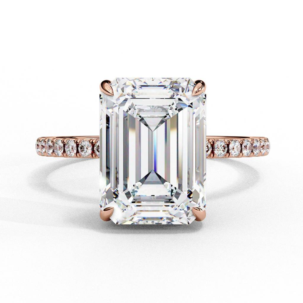 Mira  Emerald-Cut Diamond Ring With Hidden Halo And Side Diamonds : ND-RNG-14R-1058-6