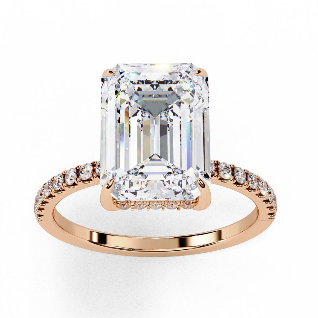 Mira  Emerald-Cut Diamond Ring With Hidden Halo And Side Diamonds : ND-RNG-14R-1058-6