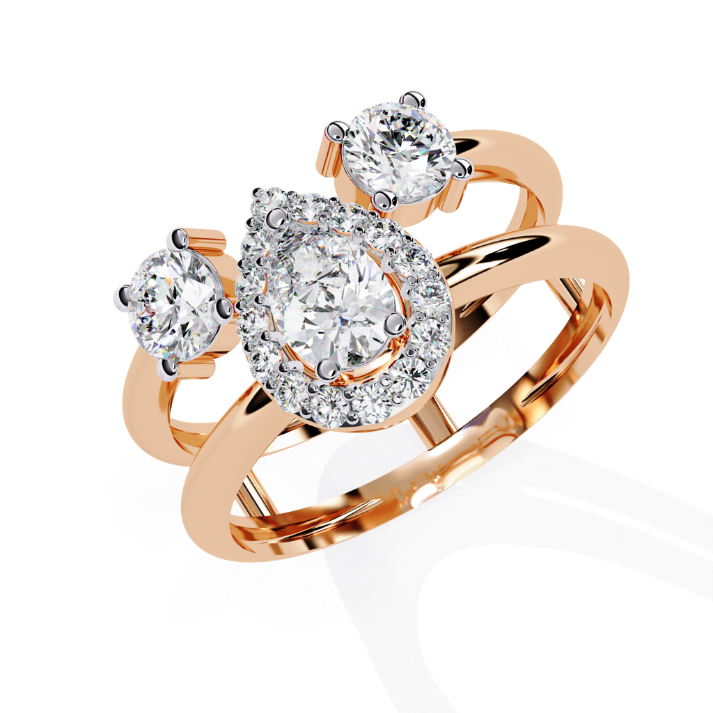 Mira  Pear And Round-Shaped Lab Grown Diamond Ring : ND-RNG-14R-1076-6