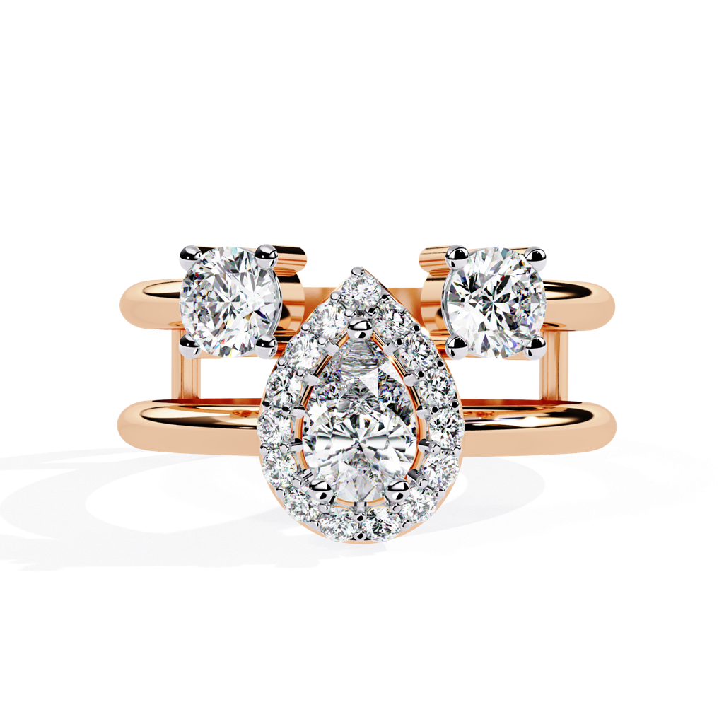 Mira  Pear And Round-Shaped Lab Grown Diamond Ring : ND-RNG-14R-1076-6