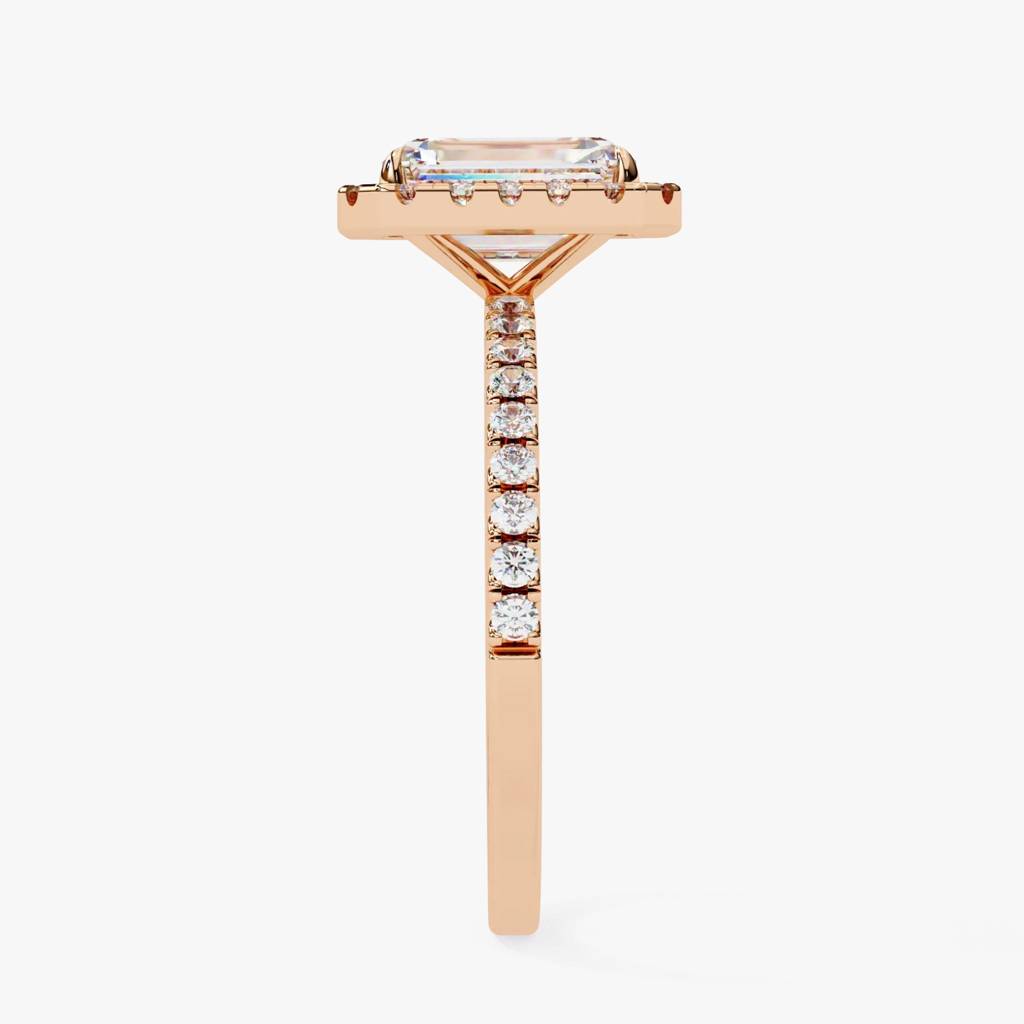 Mira  Radiant-Cut Diamond Solitaire Ring With Halo Around It : ND-RNG-14R-1088-6