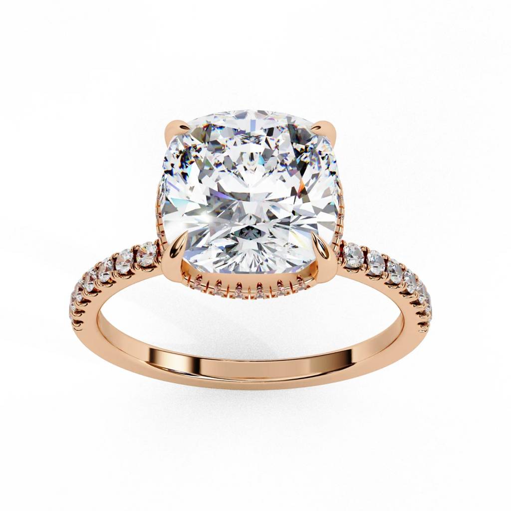 Mira  Trendsetting Cushion-Cut Diamond With Hidden Halo Ring : ND-RNG-14R-1094-6