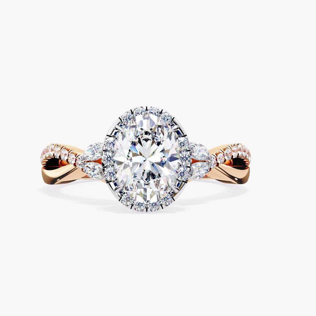 Mira Oval-Cut Diamond Halo Ring With Marquise And Side Accents : ND-RNG-14R-1100-6