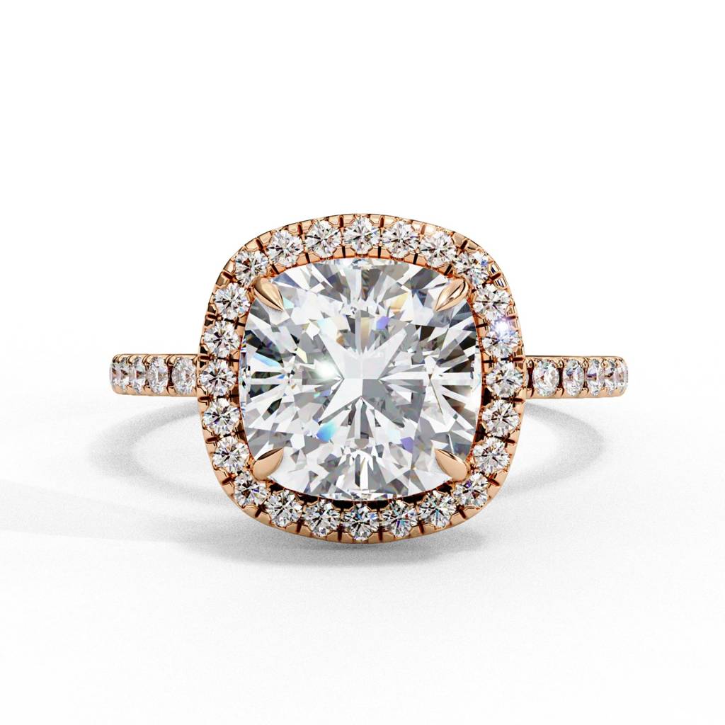 Mira Cushion Square-Cut Solitaire Halo Ring : ND-RNG-14R-1130-6