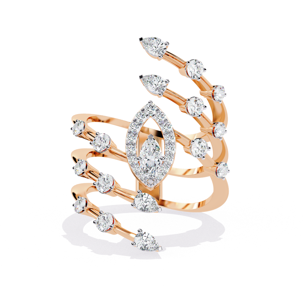 Mode  Classic Marquise And Round-Shaped Diamond Ring : ND-RNG-14R-1136-6