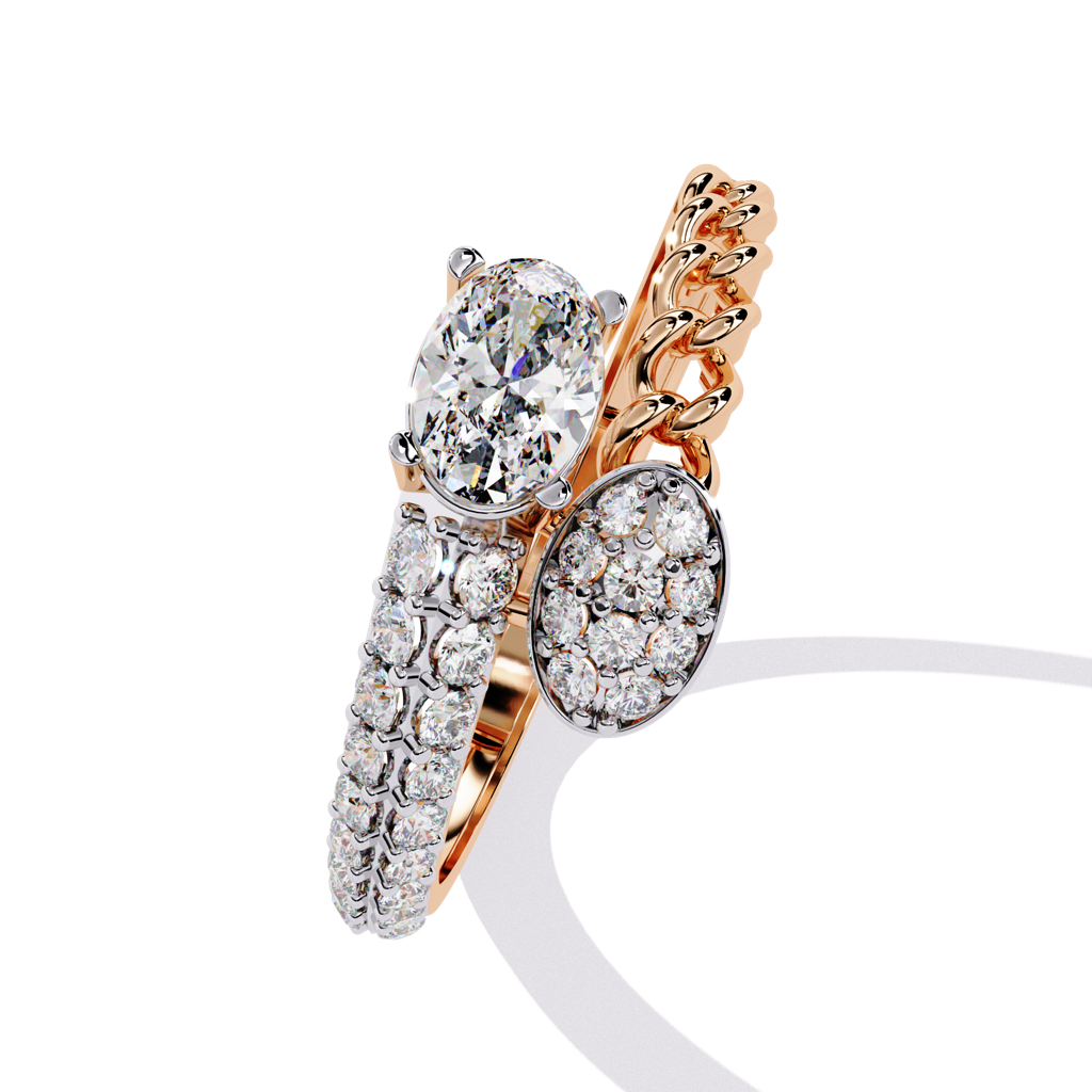 Mode  Classic Oval And Round-Shaped Lab Grown Diamond Ring : ND-RNG-14R-1142-6