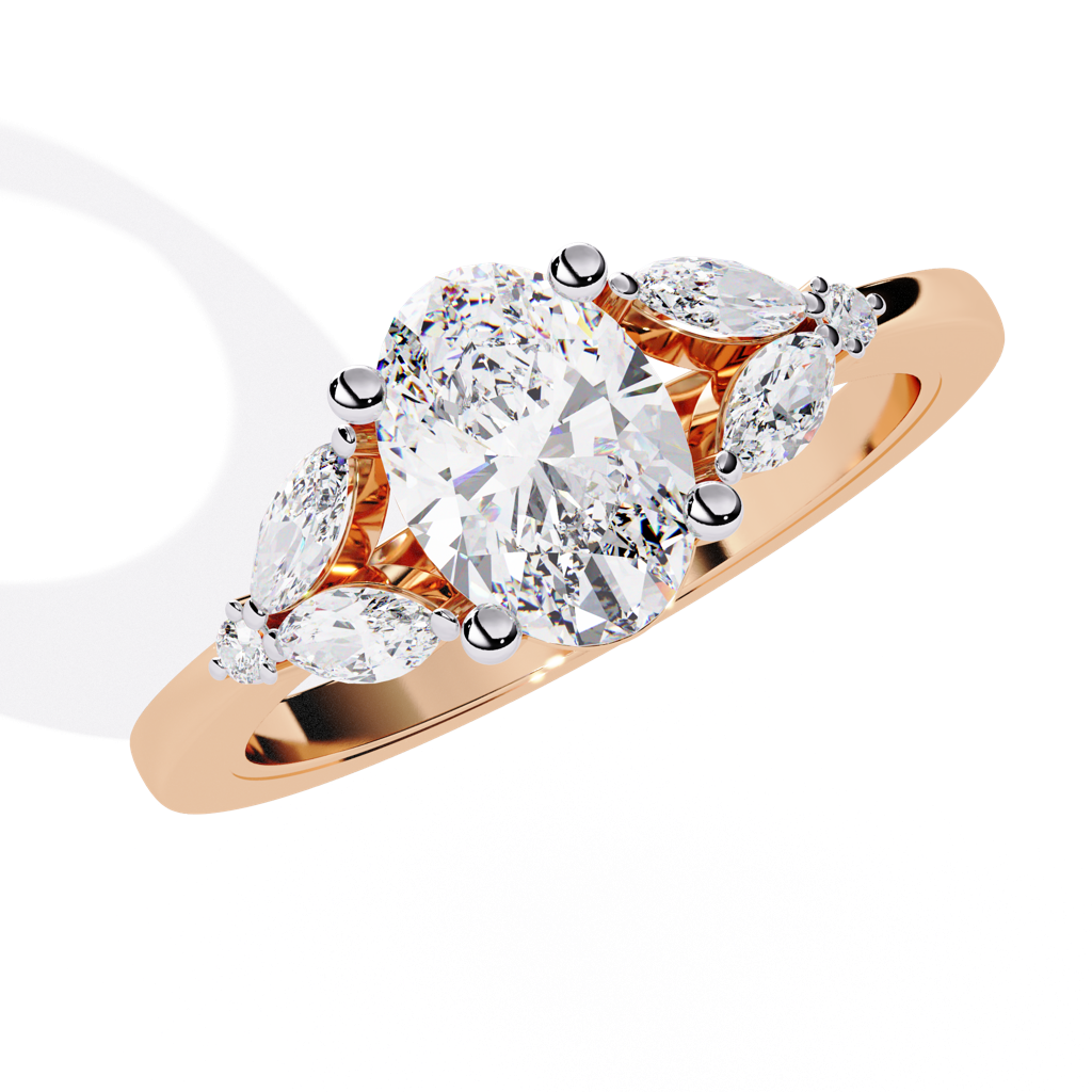 Mode  Classic Oval, Marquise And Round-Shaped Lab Grown Diamond Ring : ND-RNG-14R-1154-6