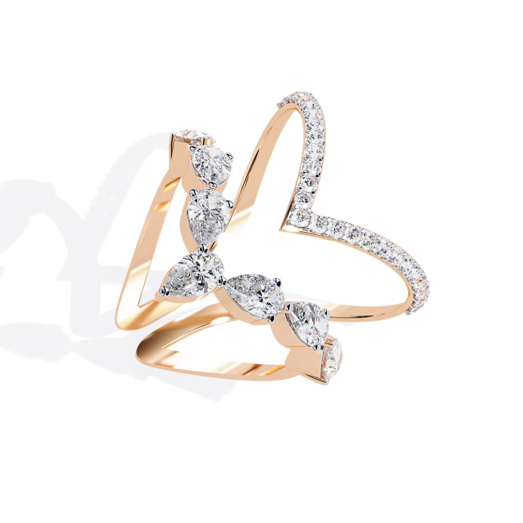 Mode  Classic Pear And Round-Shaped Lab Grown Diamond Ring : ND-RNG-14R-1160-6