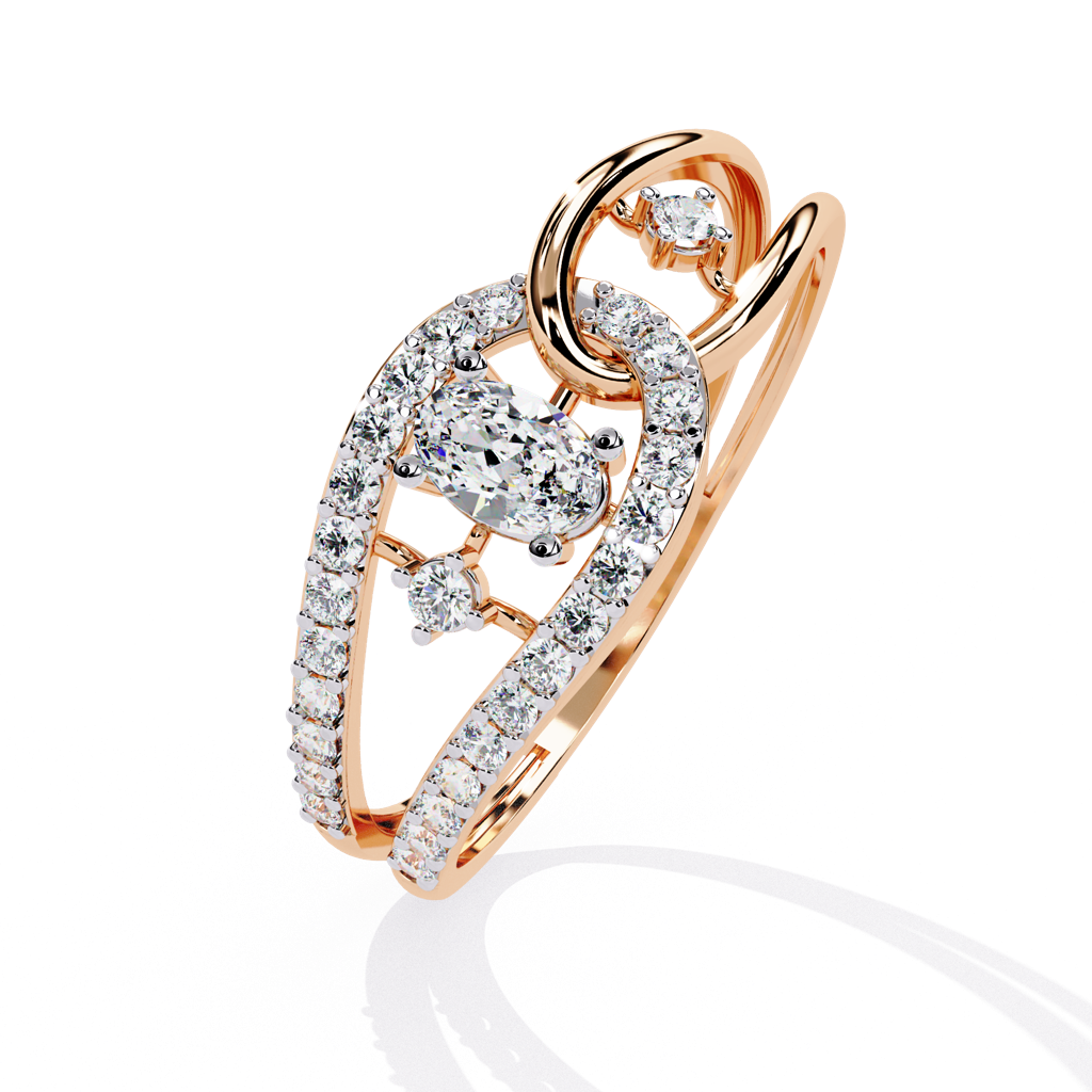 Mode  Elegant Oval And Round-Shaped Lab Grown Diamond Ring : ND-RNG-14R-1178-6