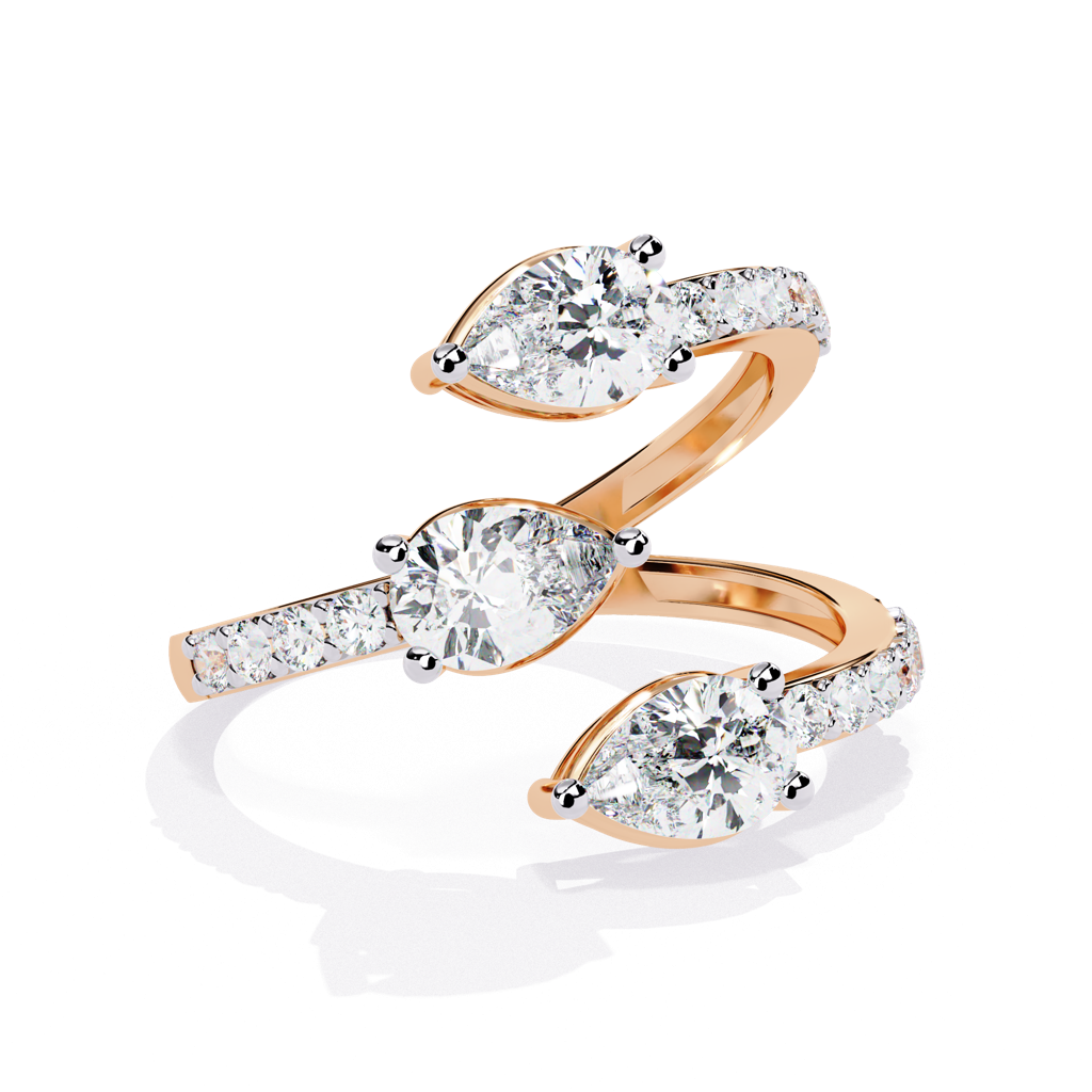 Mode  Elegant Pear And Round-Shaped Lab Grown Diamond Ring : ND-RNG-14R-1184-6