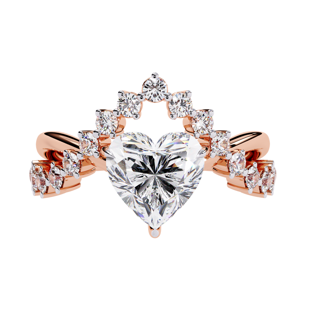 Sneh  Classic Heart Solitaire And Round Lab Grown Diamond Ring : ND-RNG-14R-1232-6