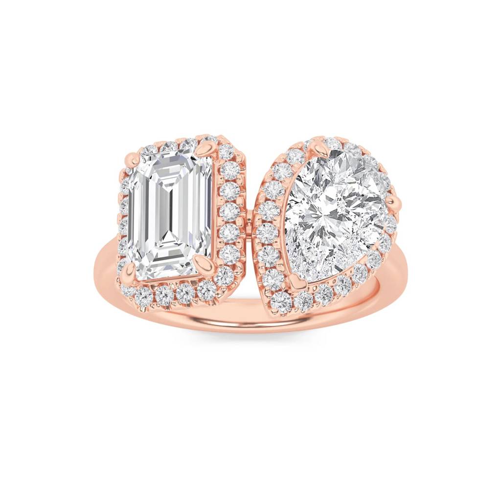 Toi Et Moi  Emerald & Pear Lab-Grown Diamond Ring : ND-RNG-14R-1280-6