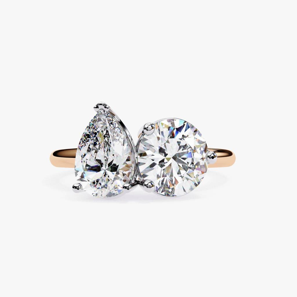 Toi Et Moi Round And Pear Lab-Grown Diamonds : ND-RNG-14R-1322-6