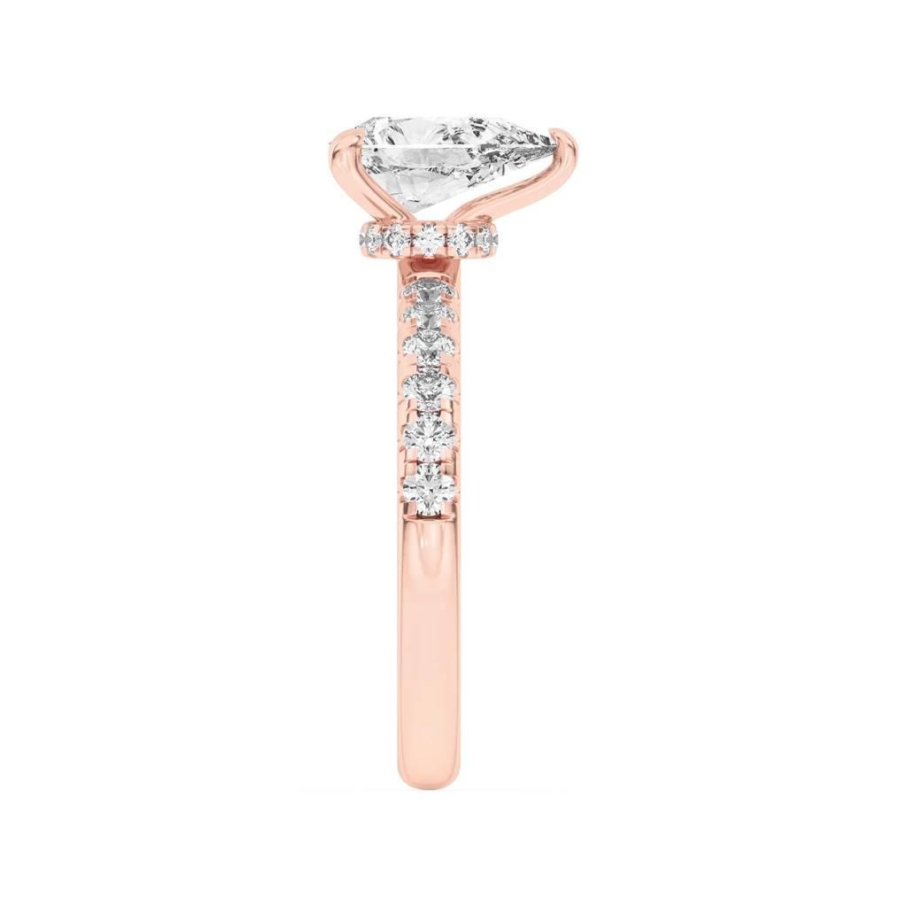 Amara  Pear Lab-Grown Diamond Solitaire Ring With Pave : ND-RNG-14R-920-6