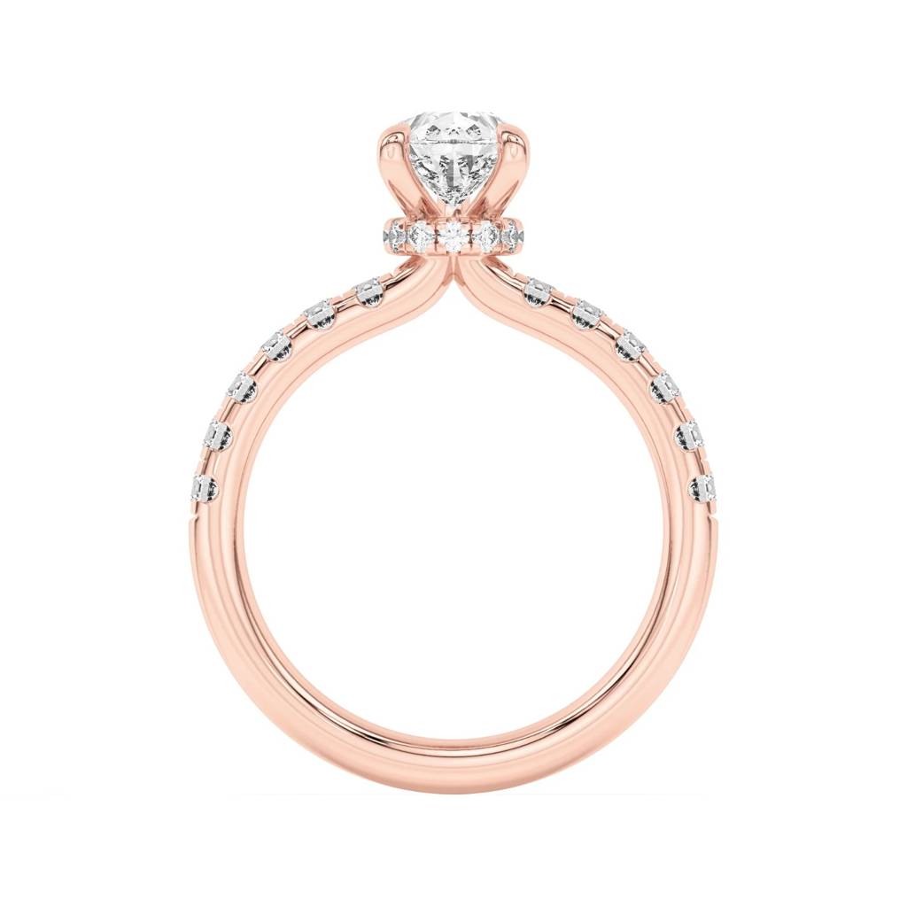Amara  Pear Lab-Grown Diamond Solitaire Ring With Pave : ND-RNG-14R-920-6