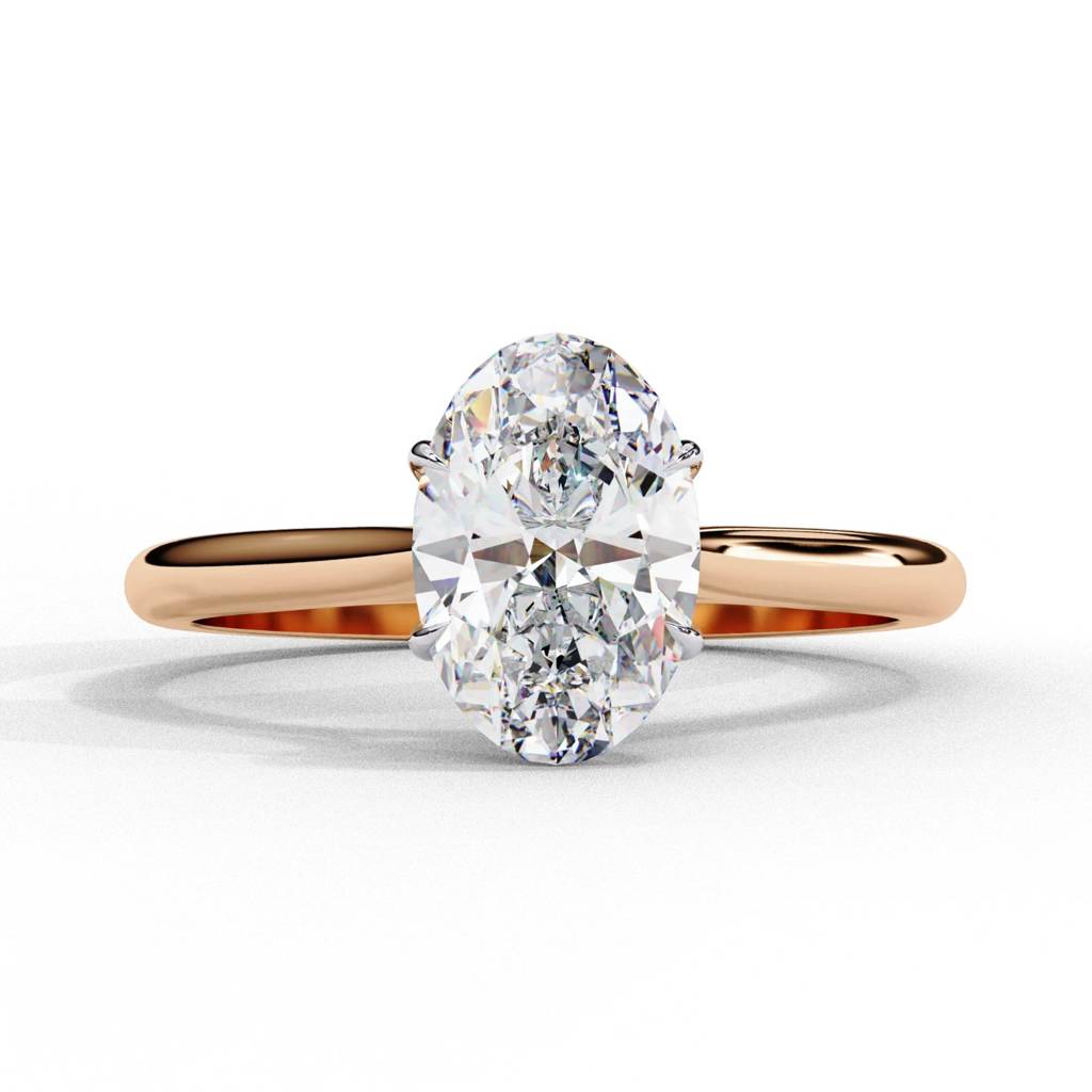 Amora  Classic Oval-Cut Diamond Ring With Plain Band : ND-RNG-14R-932-6