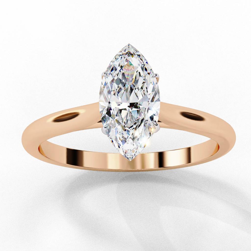 Amora  Marquise-Cut Diamond Ring With Sleek Plain Band : ND-RNG-14R-938-6