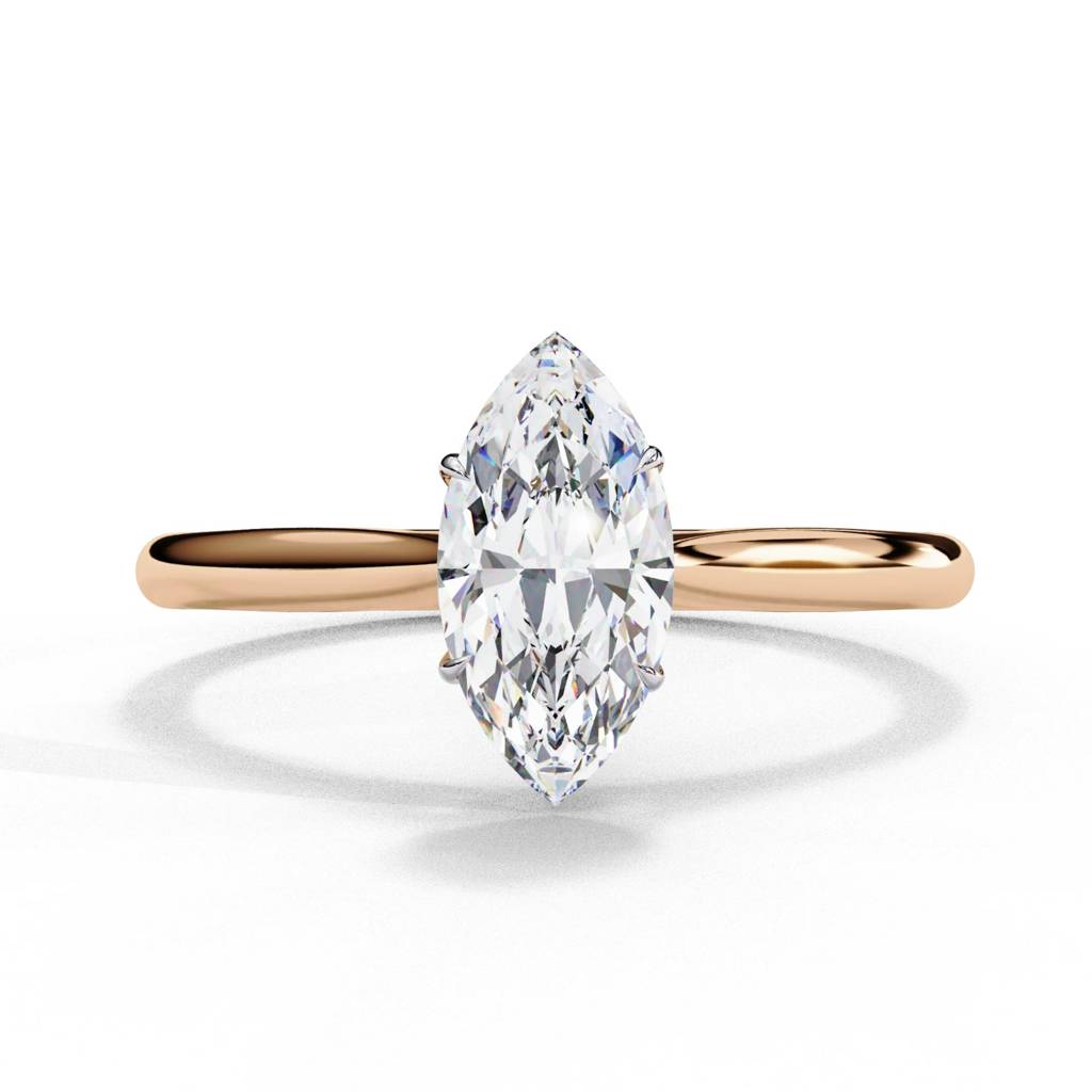 Amora  Marquise-Cut Diamond Ring With Sleek Plain Band : ND-RNG-14R-938-6