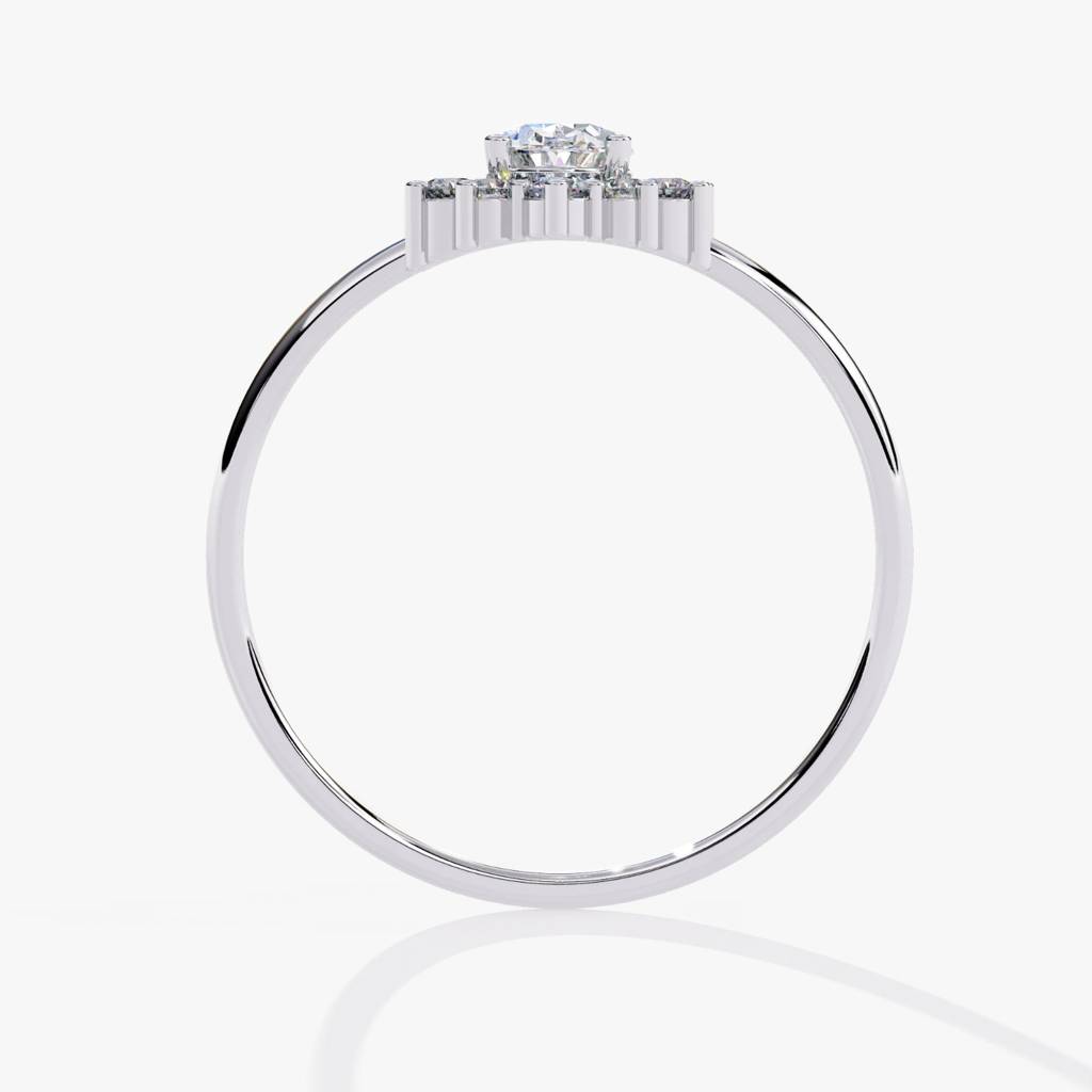 Flora Classic Oval Solitaire With Round Diamond Ring | Flora