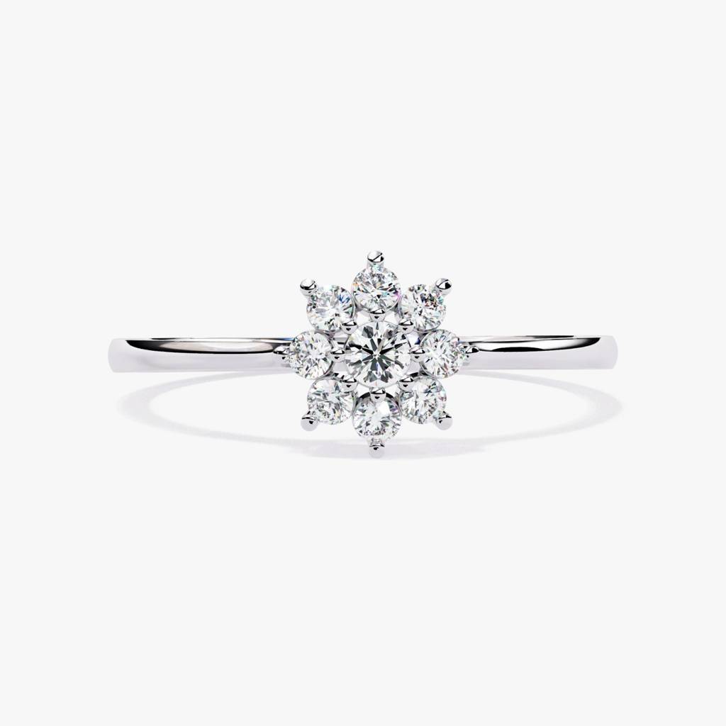 Flora  Elegant Round-Shaped Lab Grown Diamond Ring : ND-RNG-14W-1011-6
