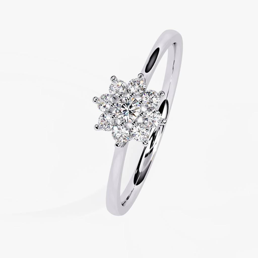 Flora  Elegant Round-Shaped Lab Grown Diamond Ring : ND-RNG-14W-1011-6