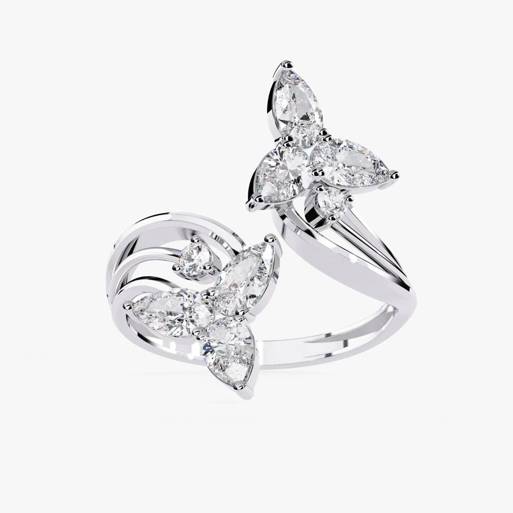 Flora  Pear And Round-Shaped Lab Grown Diamond Ring : ND-RNG-14W-1017-6