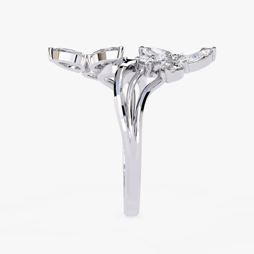 Flora  Pear And Round-Shaped Lab Grown Diamond Ring : ND-RNG-14W-1017-6