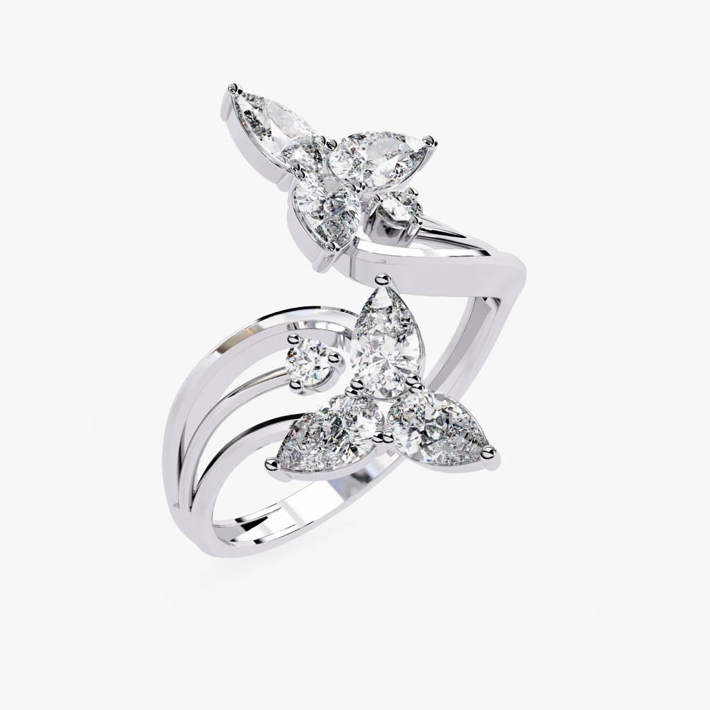 Flora  Pear And Round-Shaped Lab Grown Diamond Ring : ND-RNG-14W-1017-6