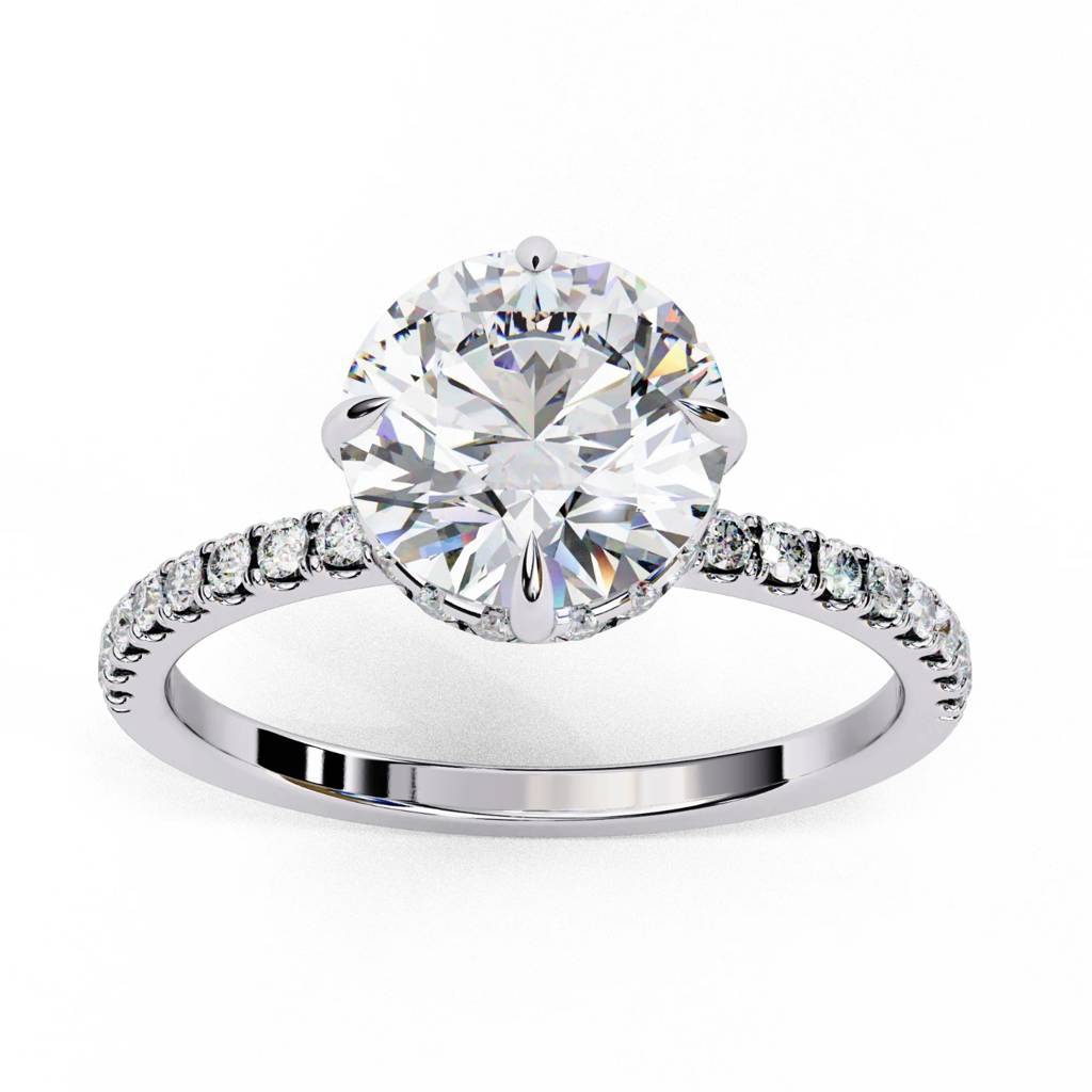 Mira  Classic Round Diamond Hidden Halo Ring : ND-RNG-14W-1047-6