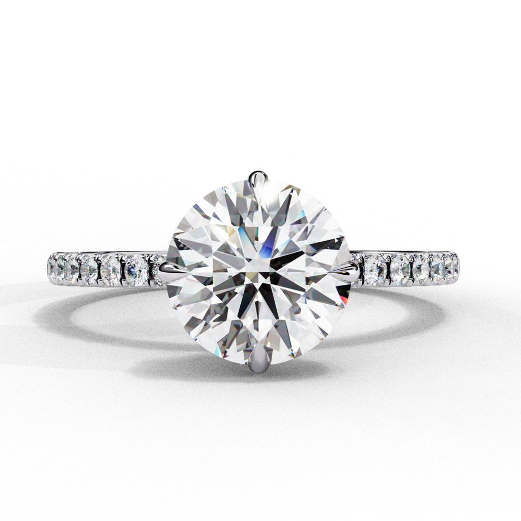 Mira  Classic Round Diamond Hidden Halo Ring : ND-RNG-14W-1047-6