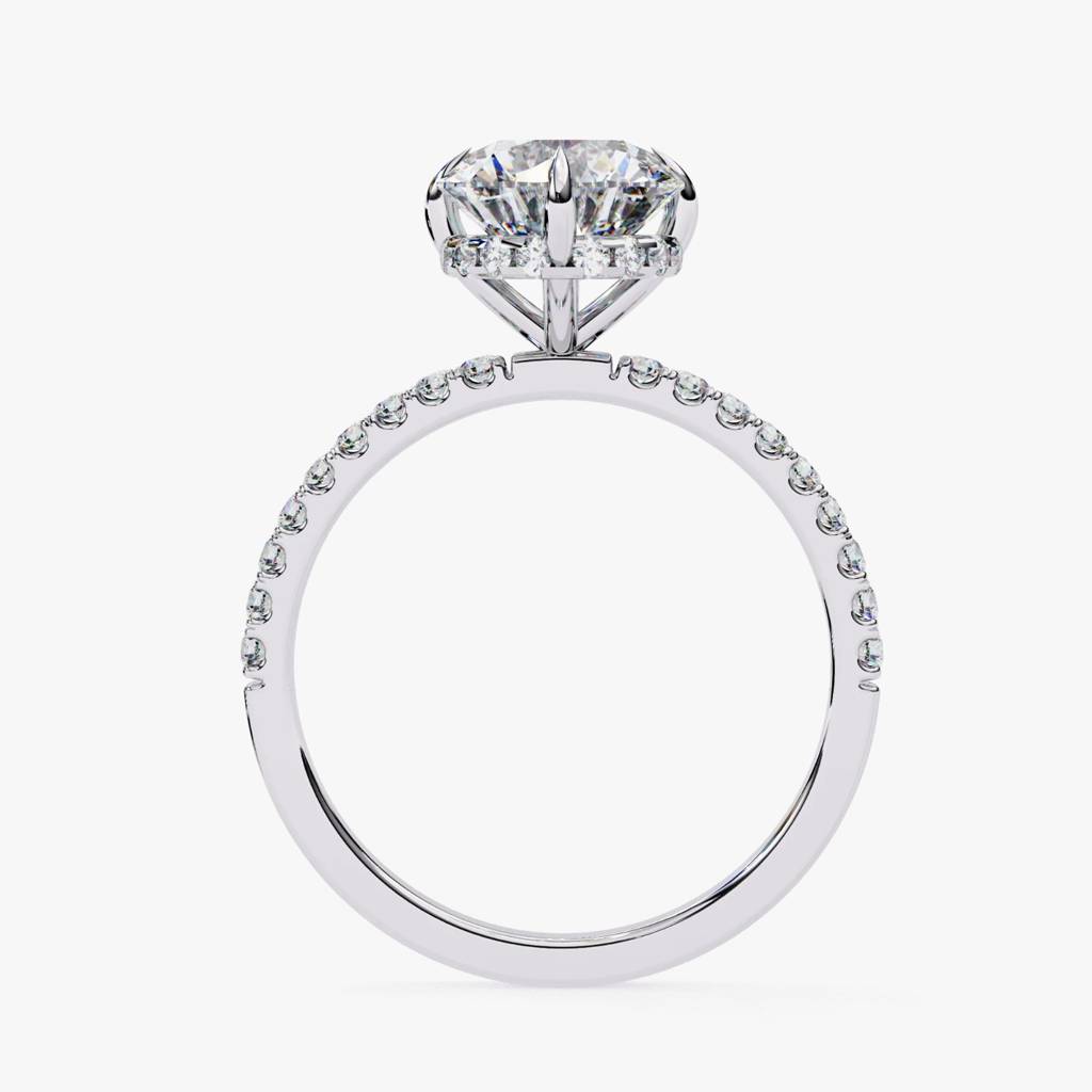 Mira  Classic Round Diamond Hidden Halo Ring : ND-RNG-14W-1047-6