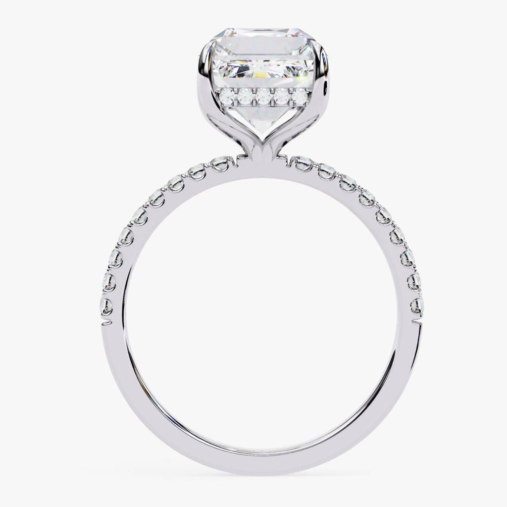 Mira  Emerald-Cut Diamond Ring With Hidden Halo And Side Diamonds : ND-RNG-14W-1059-6
