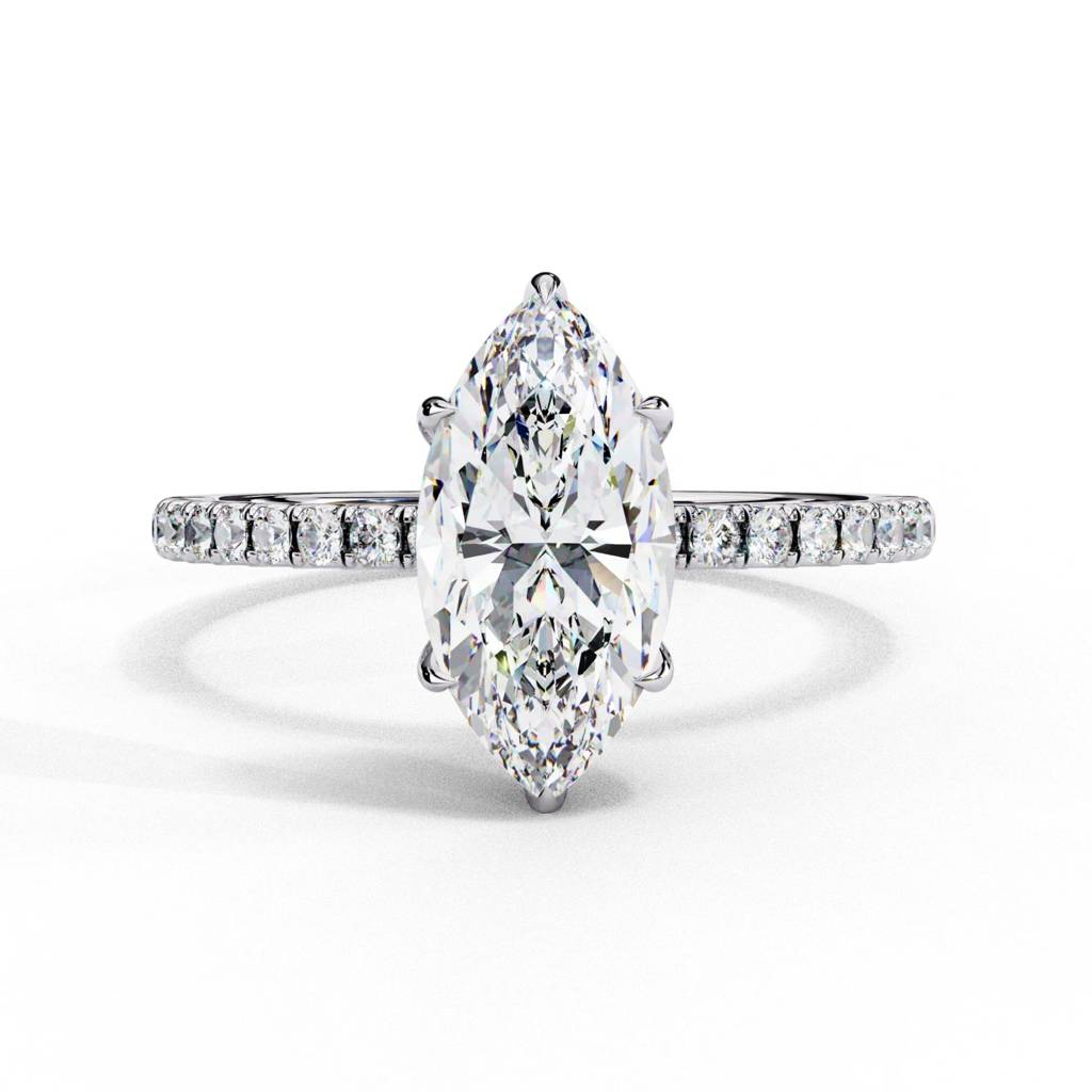 Mira  Marquise Diamond Ring With Hidden Halo : ND-RNG-14W-1065-6