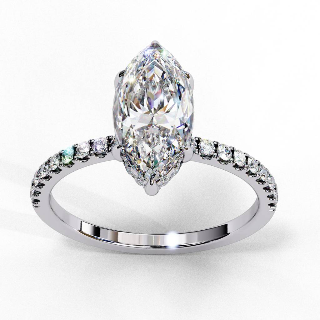 Mira  Marquise Diamond Ring With Hidden Halo : ND-RNG-14W-1065-6