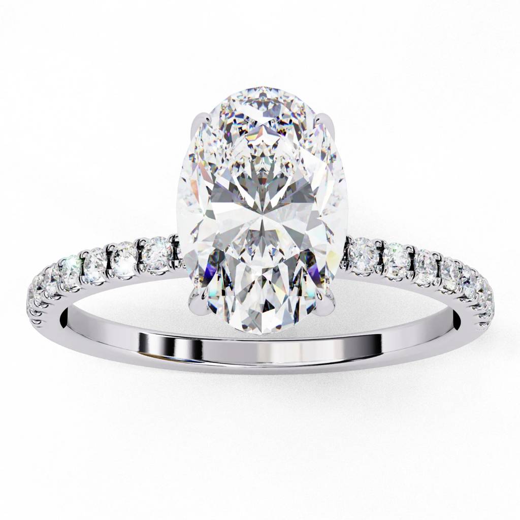 Mira  Oval-Cut Diamond Ring With Hidden Halo And Diamond-Embellished Band : ND-RNG-14W-1071-6