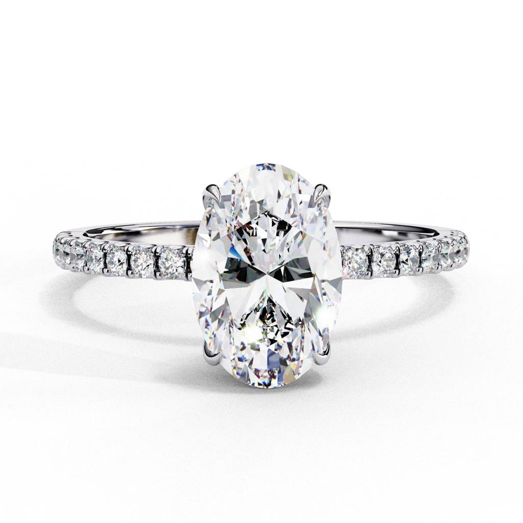 Mira  Oval-Cut Diamond Ring With Hidden Halo And Diamond-Embellished Band : ND-RNG-14W-1071-6