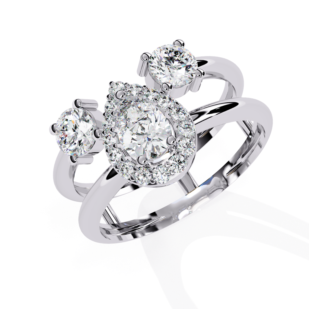 Mira  Pear And Round-Shaped Lab Grown Diamond Ring : ND-RNG-14W-1077-6