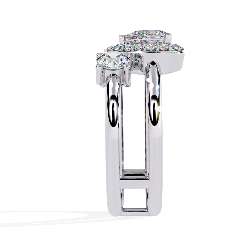 Mira  Pear And Round-Shaped Lab Grown Diamond Ring : ND-RNG-14W-1077-6