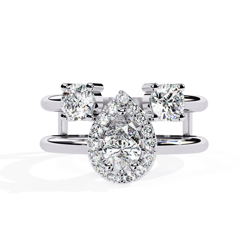 Mira  Pear And Round-Shaped Lab Grown Diamond Ring : ND-RNG-14W-1077-6