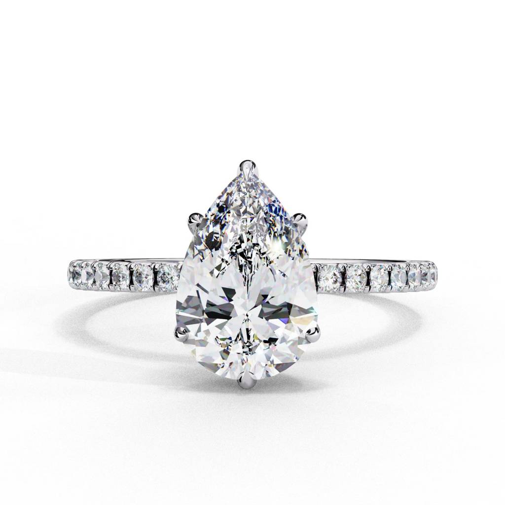 Mira  Pear With Hidden Halo Lab-Grown Diamond Ring : ND-RNG-14W-1083-6