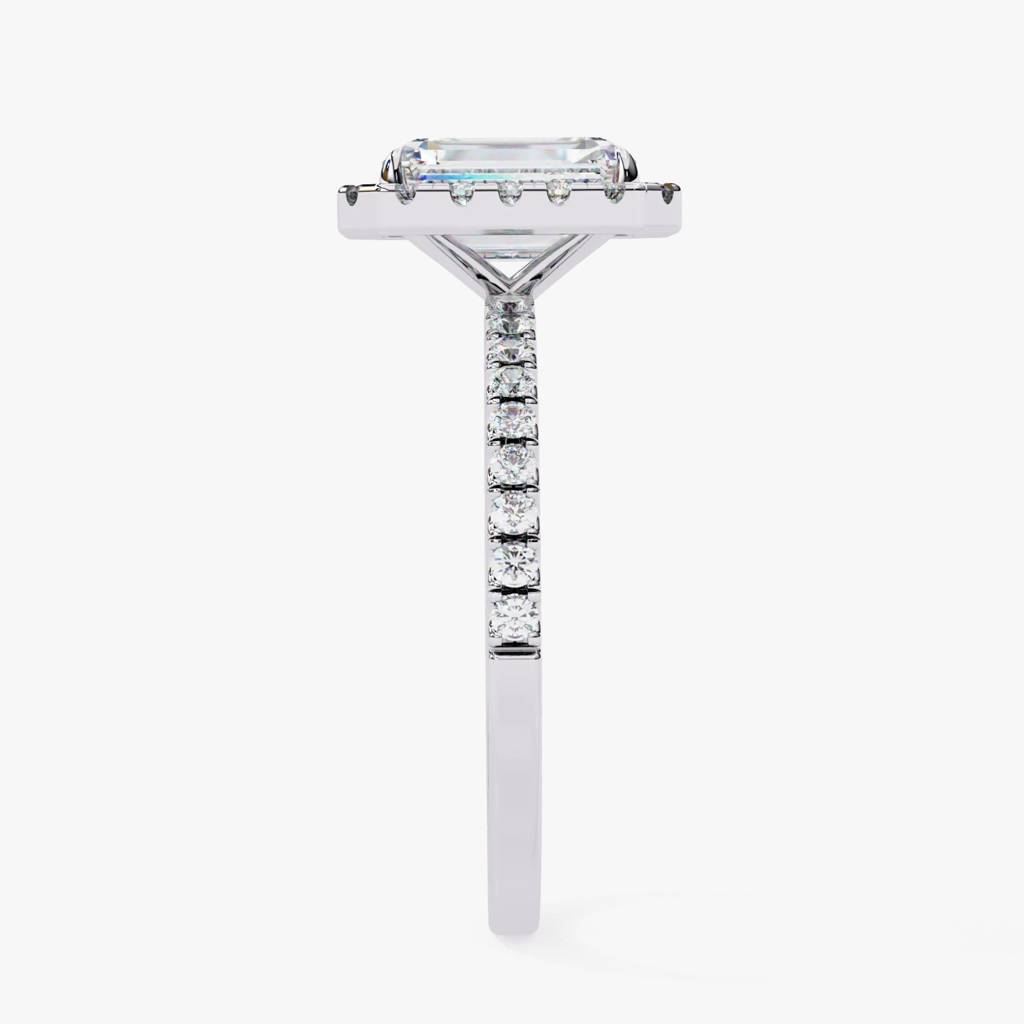 Mira  Radiant-Cut Diamond Solitaire Ring With Halo Around It : ND-RNG-14W-1089-6