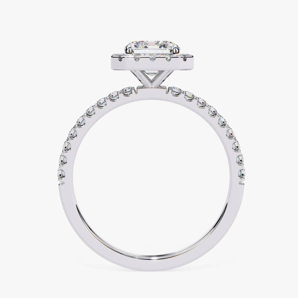 Mira  Radiant-Cut Diamond Solitaire Ring With Halo Around It : ND-RNG-14W-1089-6