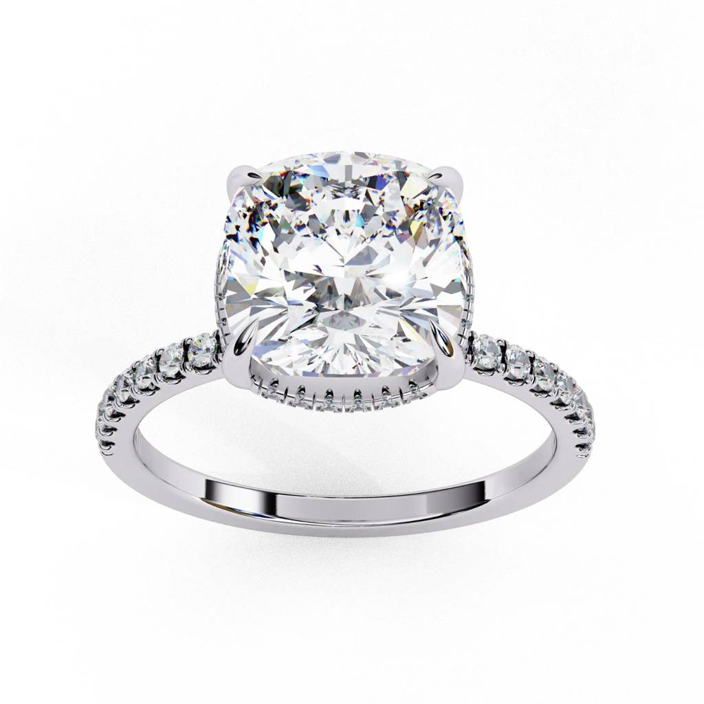 Mira  Trendsetting Cushion-Cut Diamond With Hidden Halo Ring : ND-RNG-14W-1095-6