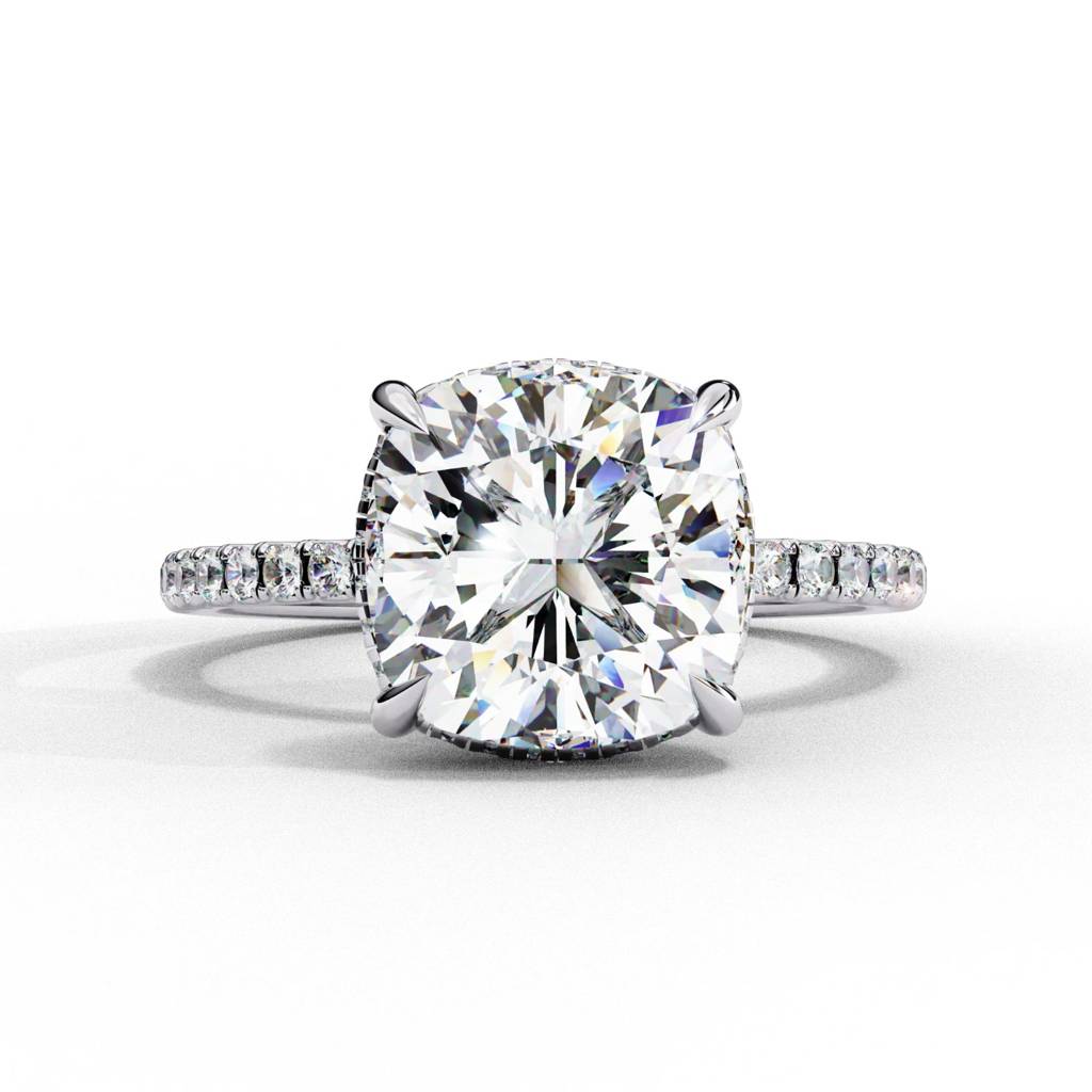Mira  Trendsetting Cushion-Cut Diamond With Hidden Halo Ring : ND-RNG-14W-1095-6