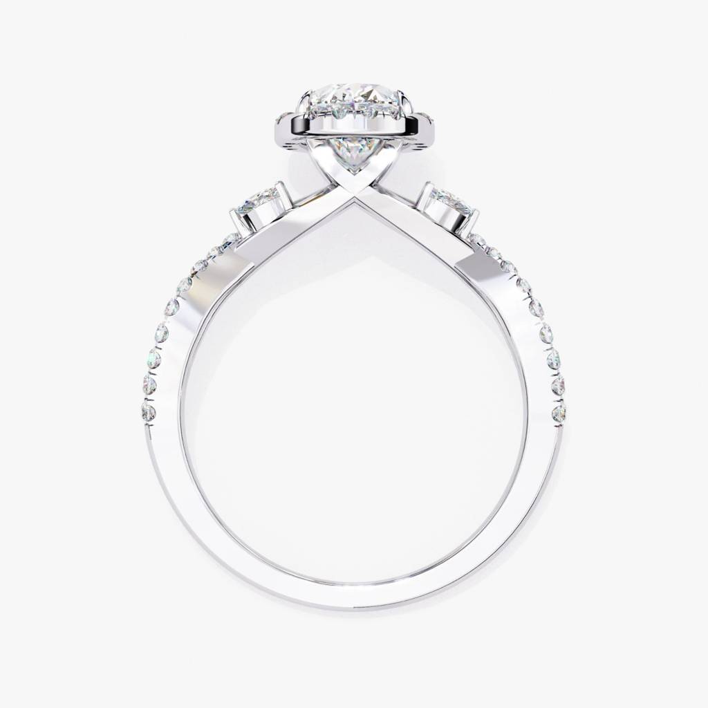 Mira Oval-Cut Diamond Halo Ring With Marquise And Side Accents : ND-RNG-14W-1101-6