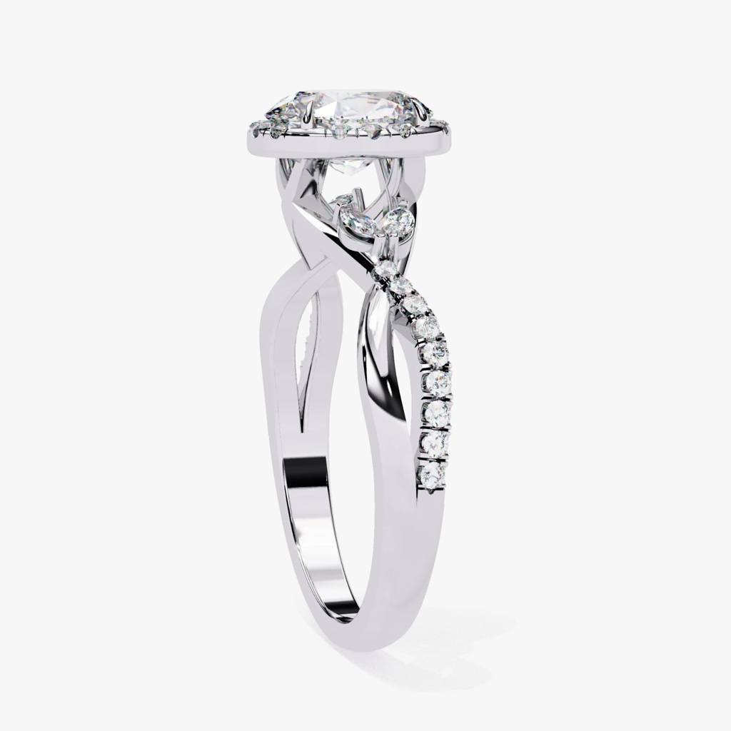 Mira Oval-Cut Diamond Halo Ring With Marquise And Side Accents : ND-RNG-14W-1101-6